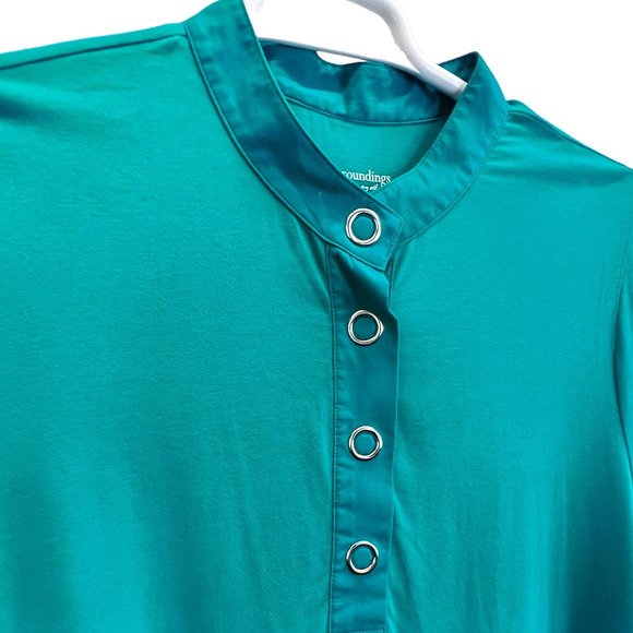 Soft Surroundings Tunic Top Teal Green Size 2X Plus Size Long Sleeve Blouse Top - Picture 5 of 8